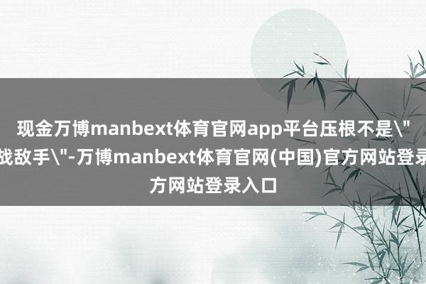 现金万博manbext体育官网app平台压根不是