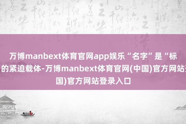 万博manbext体育官网app娱乐“名字”是“标记政事”的紧迫载体-万博manbext体育官网(中国)官方网站登录入口
